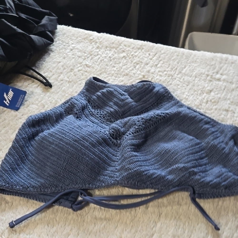 Xhilaration Blue Knit Halter Swim Top